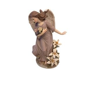 Vintage 2003 Grandeur Noel 12.5" Porcelain Angel Easter Lily Hand-Painted